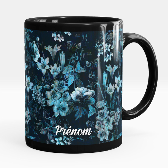 Personalized Mug - Full Black - Flowers