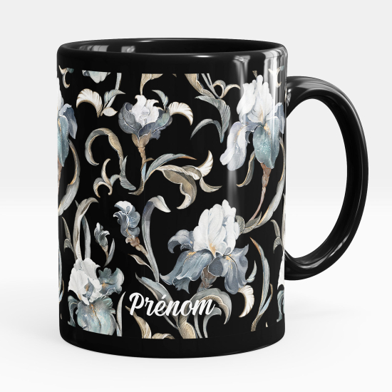 Personalized Mug - Full Black - Flowers