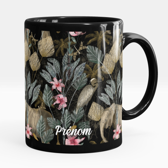 Personalized Mug - Full Black - Flowers