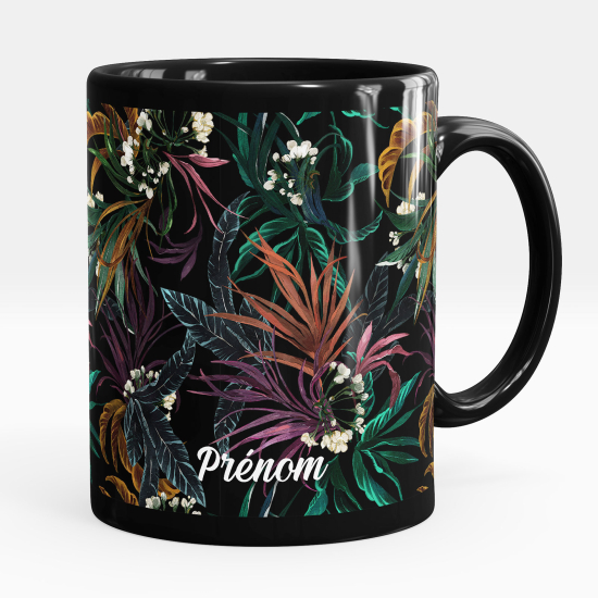 Personalized Mug - Full Black - Flowers