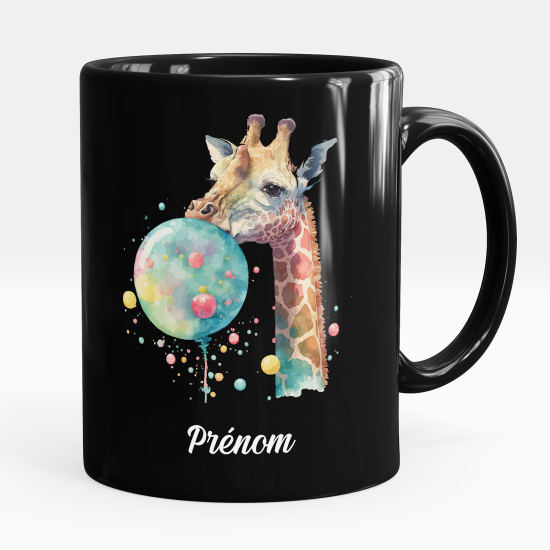 Personalized Mug - Full Black - Giraffe