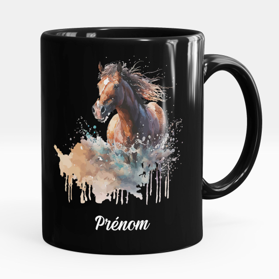 Personalized Mug - Full Black - Horse