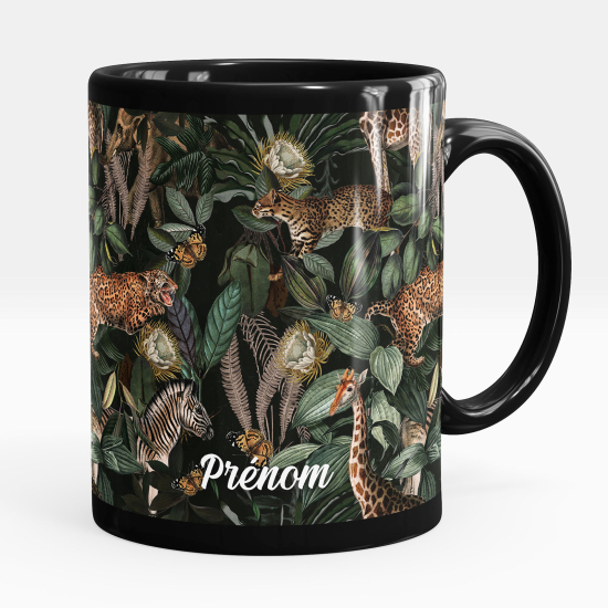 Personalized Mug - Full Black - Jungle animals