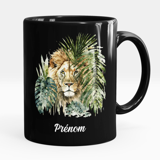 Personalized Mug - Full Black - Lion