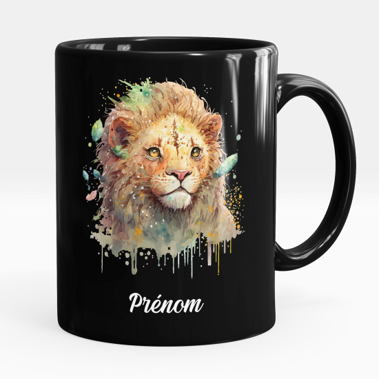 Personalized Mug - Full Black - Lion