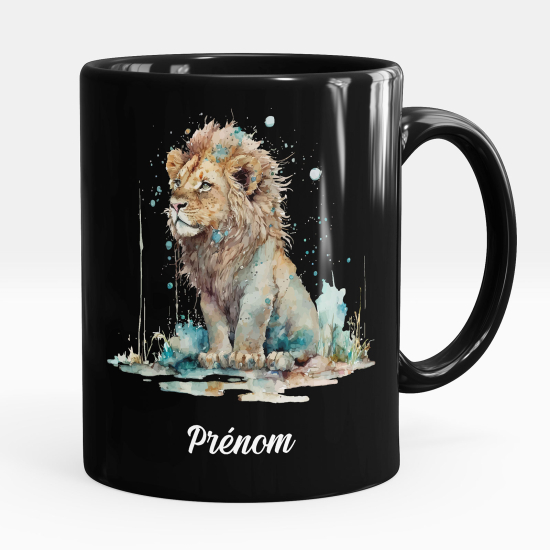 Personalized Mug - Full Black - lion