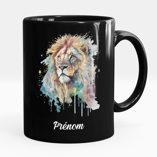 Personalized Mug - Full Black - Lion