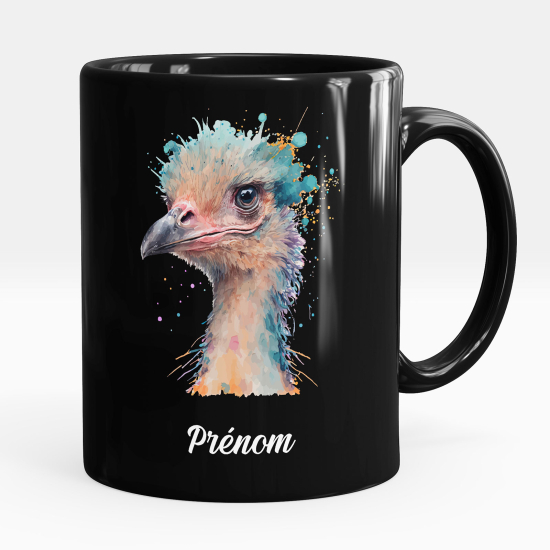 Personalized Mug - Full Black - Ostrich