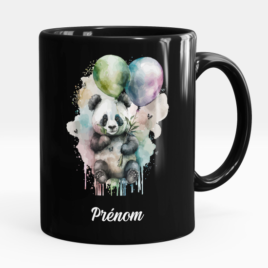 Personalized Mug - Full Black - Panda balloons