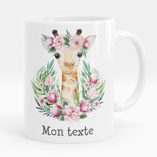 Personalized Mug - Giraffe - flowers