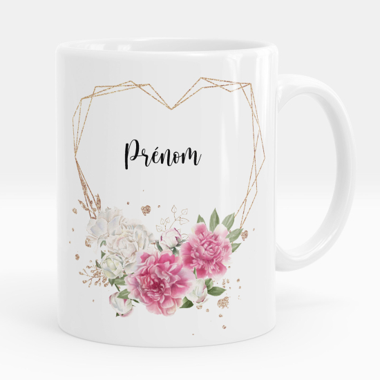 Personalized Mug - Heart flowers