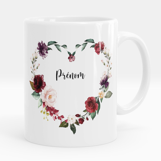 Personalized Mug - Heart flowers