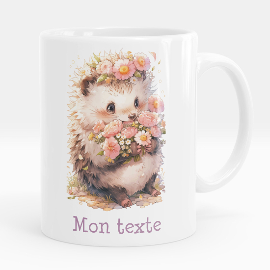 Personalized Mug - Hedgehog flowers