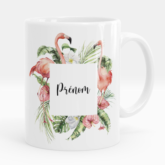 Personalized Mug - Pink flamingos