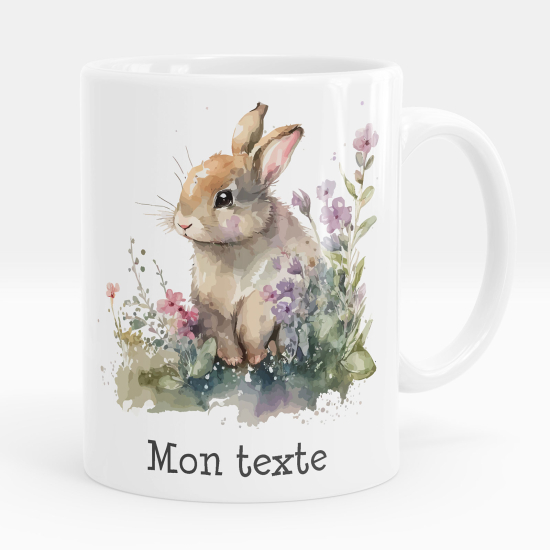 Personalized Mug - Rabbit flowers