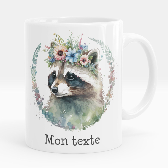 Personalized Mug - Raccoon flowers