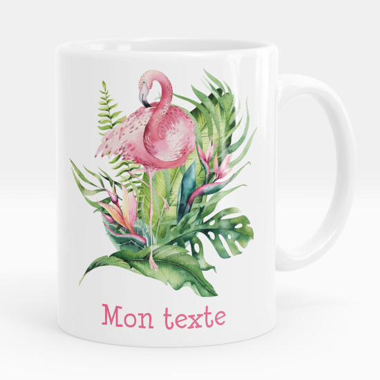 Personalized Mug - Tropical pink flamingo