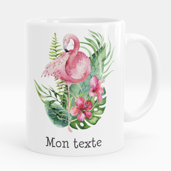 Personalized Mug - Tropical pink flamingo