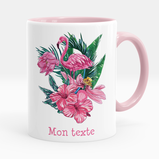 Personalized Mug - Tropical pink flamingo