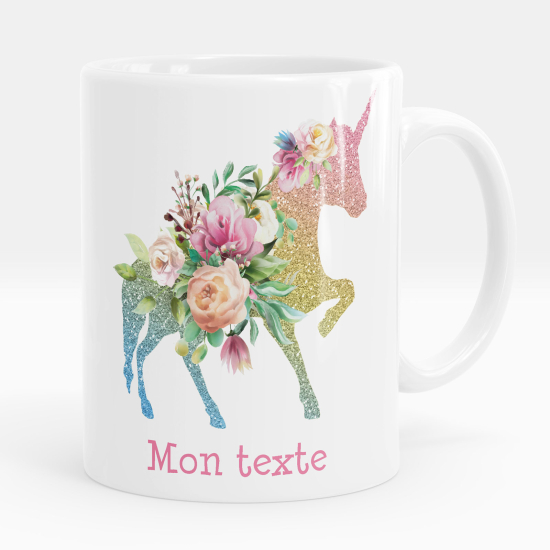 Personalized Mug - Unicorn flowers