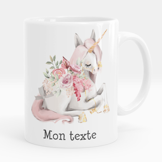 Personalized Mug - Unicorn flowers