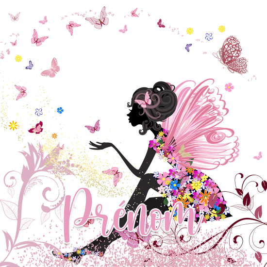 Personalized Panoramic Wall Mural - Wallpaper for Kids - Fairy Butterflies