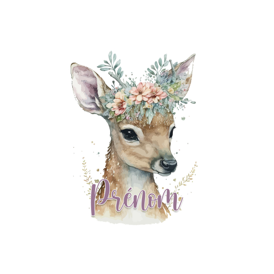 Personalized Panoramic Wall Mural - Wallpaper for Kids - Fawn