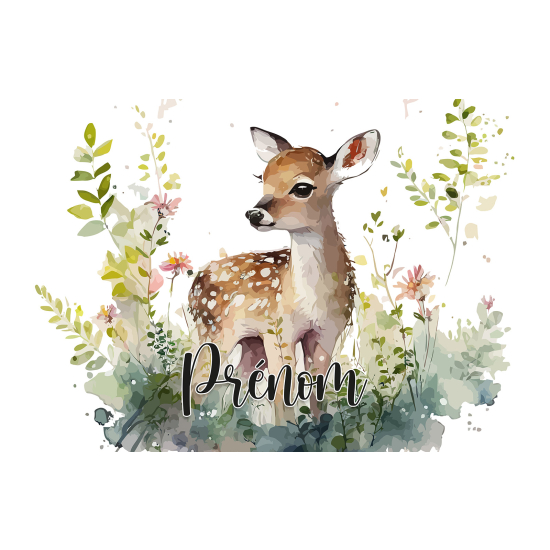 Personalized Panoramic Wall Mural - Wallpaper for Kids - Fawn