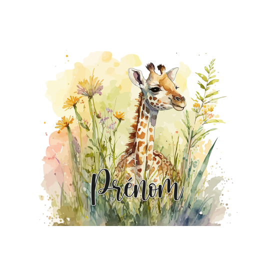 Personalized Panoramic Wall Mural - Wallpaper for Kids - Giraffe