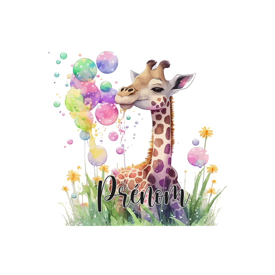 Personalized Panoramic Wall Mural - Wallpaper for Kids - Giraffe