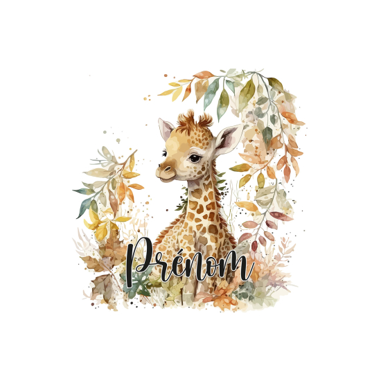 Personalized Panoramic Wall Mural - Wallpaper for Kids - Giraffe