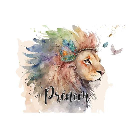 Personalized Panoramic Wall Mural - Wallpaper for Kids - Lion