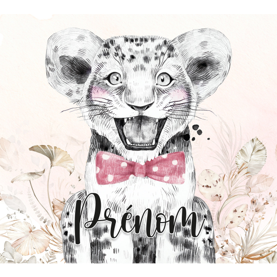 Personalized Panoramic Wall Mural - Wallpaper for Kids - Lion Bow Tie