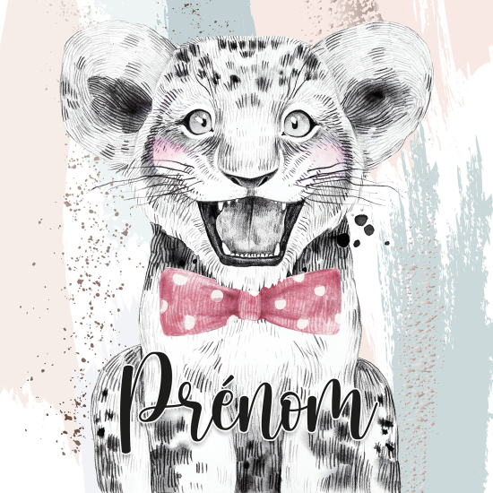 Personalized Panoramic Wall Mural - Wallpaper for Kids - Lion Bow Tie