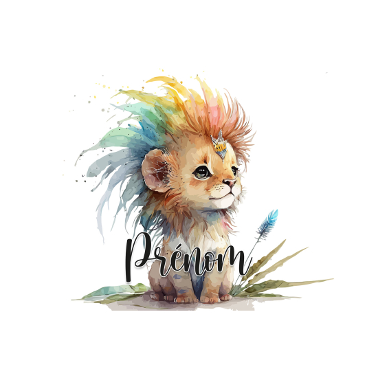 Personalized Panoramic Wall Mural - Wallpaper for Kids - Lion Cub