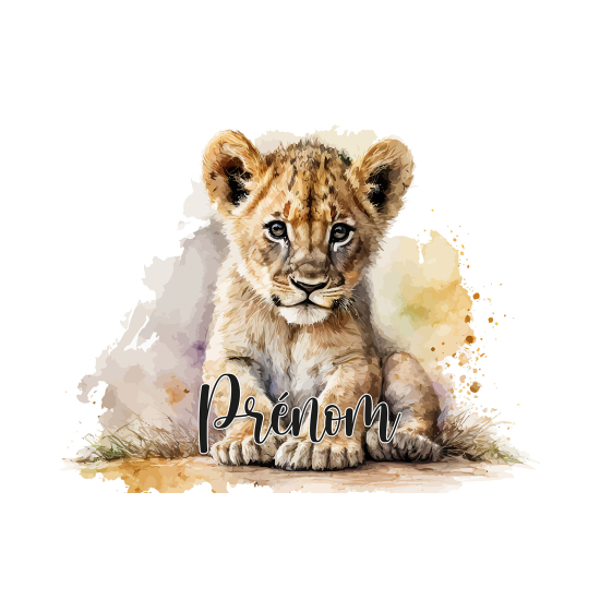 Personalized Panoramic Wall Mural - Wallpaper for Kids - Lion Cub