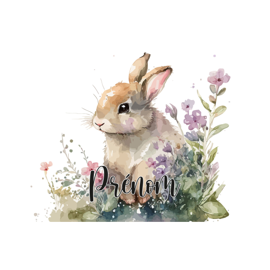 Personalized Panoramic Wall Mural - Wallpaper for Kids - Rabbit