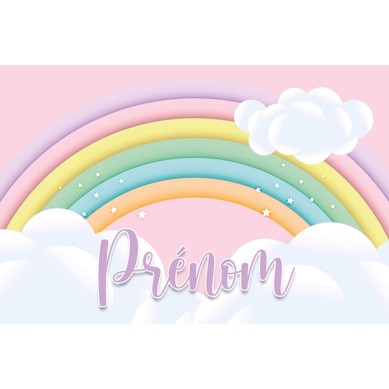 Personalized Panoramic Wall Mural - Wallpaper for Kids - Rainbow