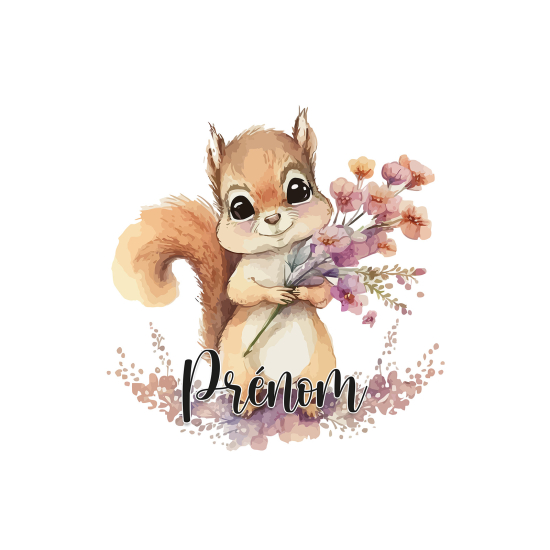 Personalized Panoramic Wall Mural - Wallpaper for Kids - Squirrel