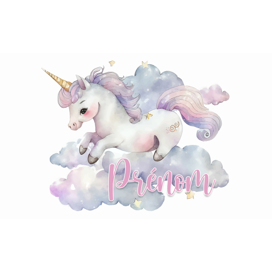 Personalized Panoramic Wall Mural - Wallpaper for Kids - Unicorn