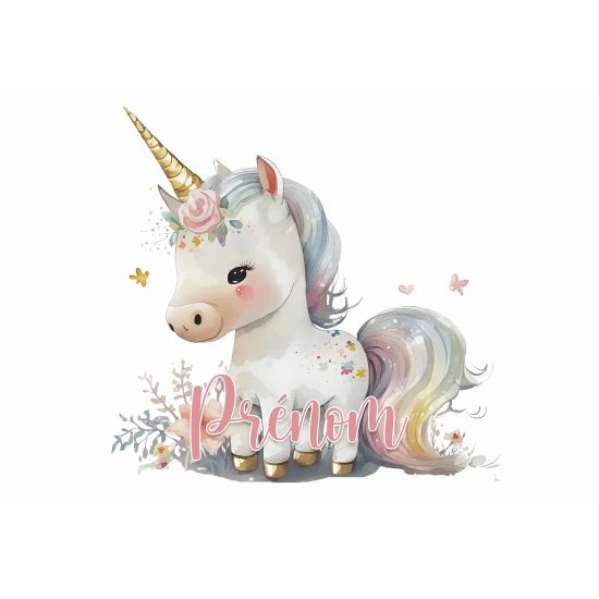 Personalized Panoramic Wall Mural - Wallpaper for Kids - Unicorn