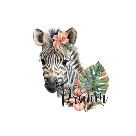 Personalized Panoramic Wall Mural - Wallpaper for Kids - Zebra