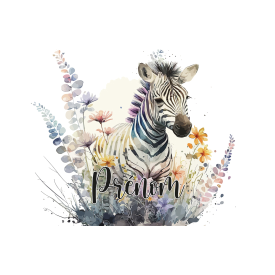 Personalized Panoramic Wall Mural - Wallpaper for Kids - Zebra