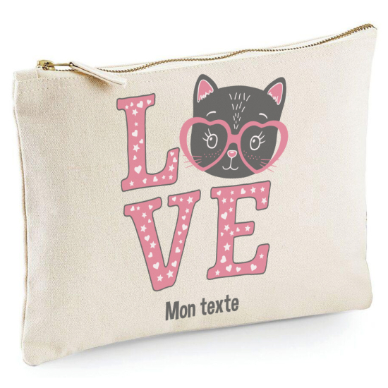 Personalized Pencil / Pouch - Cat Love