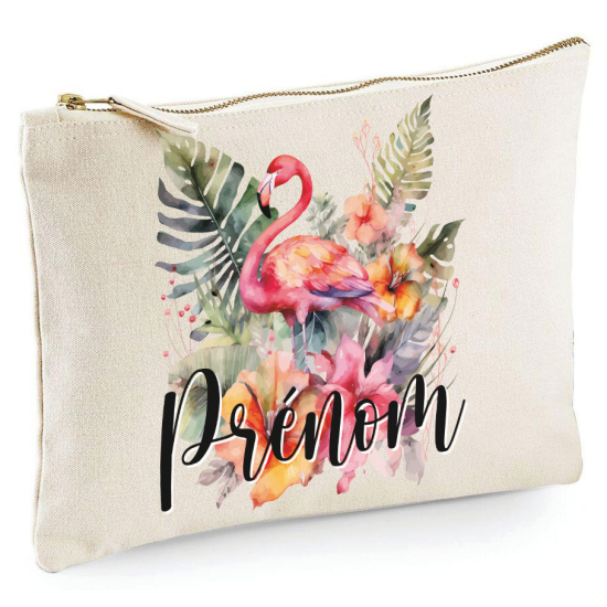 Personalized Pencil / Pouch - First Name Flamingo