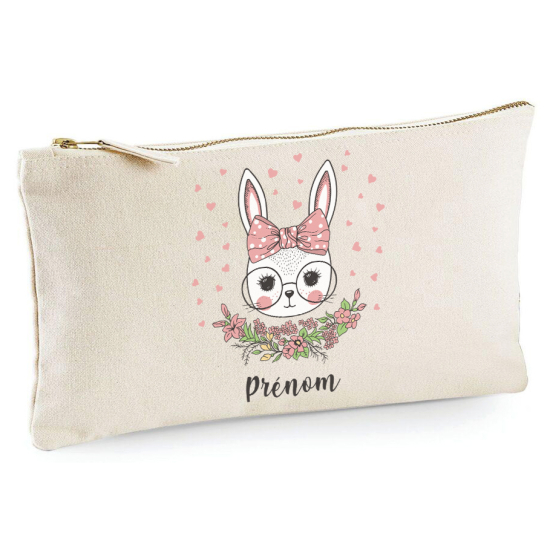 Personalized Pencil / Pouch - Floral Rabbit