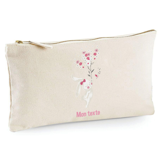 Personalized Pencil / Pouch - Floral Rabbit