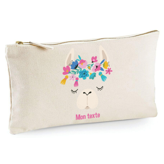 Personalized Pencil / Pouch - Flowering llama