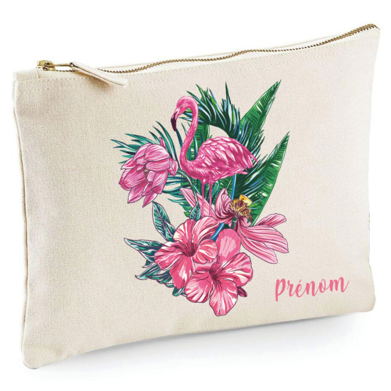 Personalized Pencil / Pouch - Pink flamingo