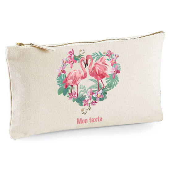 Personalized Pencil / Pouch - Pink flamingos